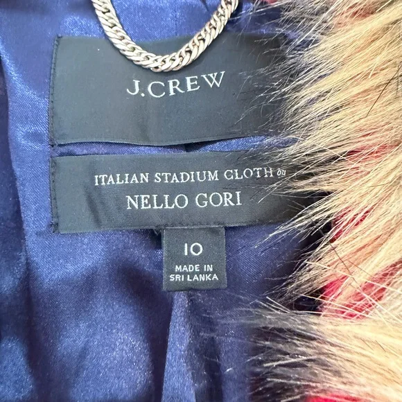 J CrewWool Blend Red Coat with Faux Fur Trim - Picture 3 of 3